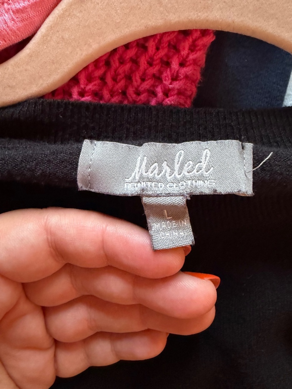 Black Puff Shoulder Knit Blouse, Marled by Reunited Clothing, Size L - Picture 3 of 3